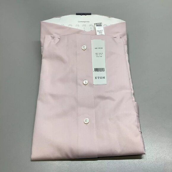 NEW ETON Signature Twill Shirt Contemporary Cotton Long Sleeve Size 16/41 Pink - Picture 6 of 8